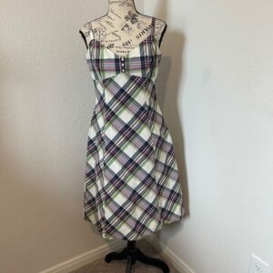 New‎ York & Company Plaid Sundress Cottagecore Casual Dress Size 10 ROmantic Y2k